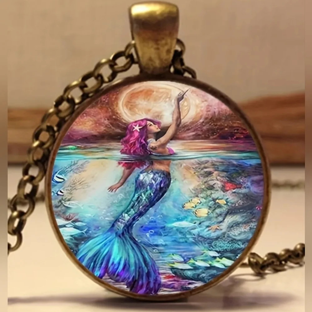 Bronze Mermaid Pendant Necklace